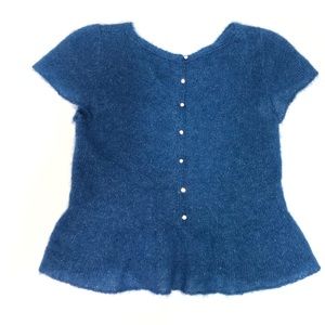 Hand Knit Peplum Top with Rhinestone Detail